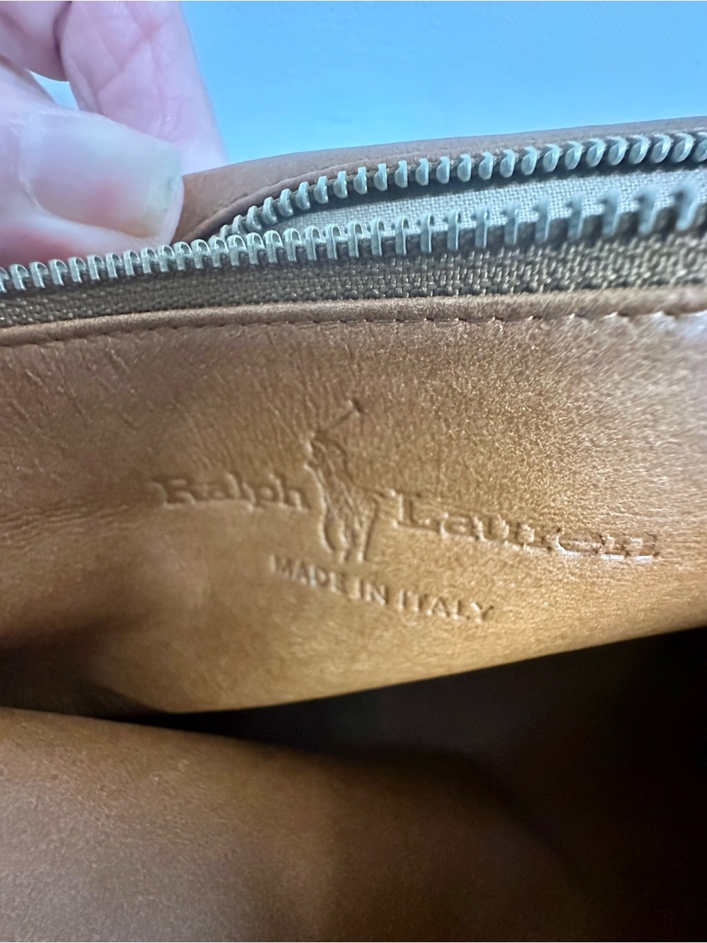 Brown Leather Envelope Clutch Polo Ralph Lauren vintage - Picture 4 of 9